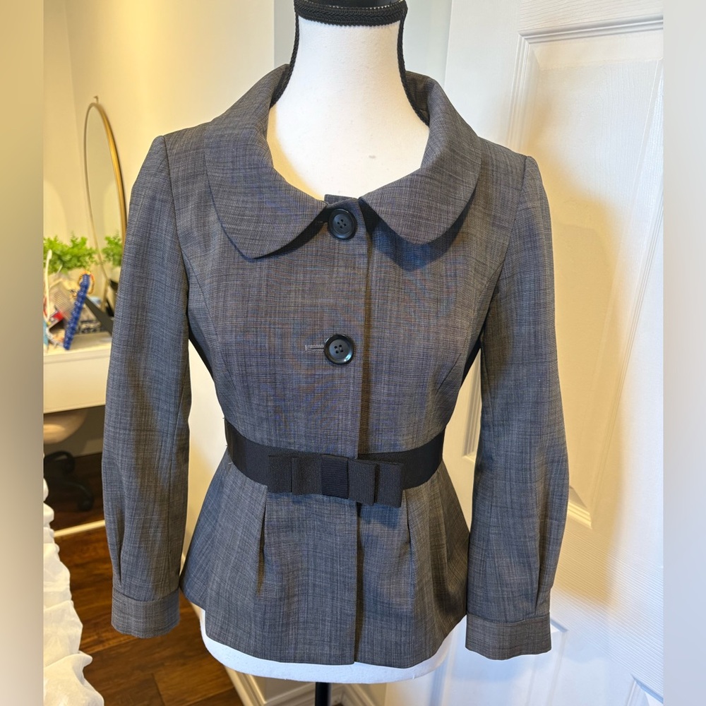 Vintage Teenflo Wool Blend Plaid Peplum Blazer Jacket XS